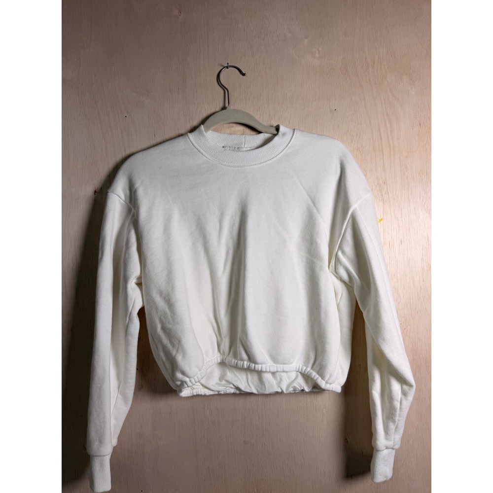 Bishop + Young Sweatshirt‎ Women Small Cream Excellent Cropped Elastic Hem
